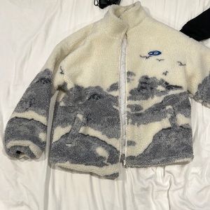 Aelfric Eden mountain landscape plush zip up jacket